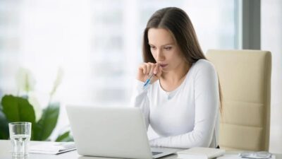 A woman on her laptop